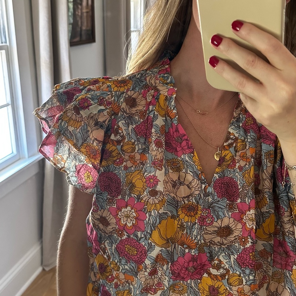 NWT Trovata CLOVER BLOUSE DAWN FLEURETTES  Floral Multicolor Women's Top